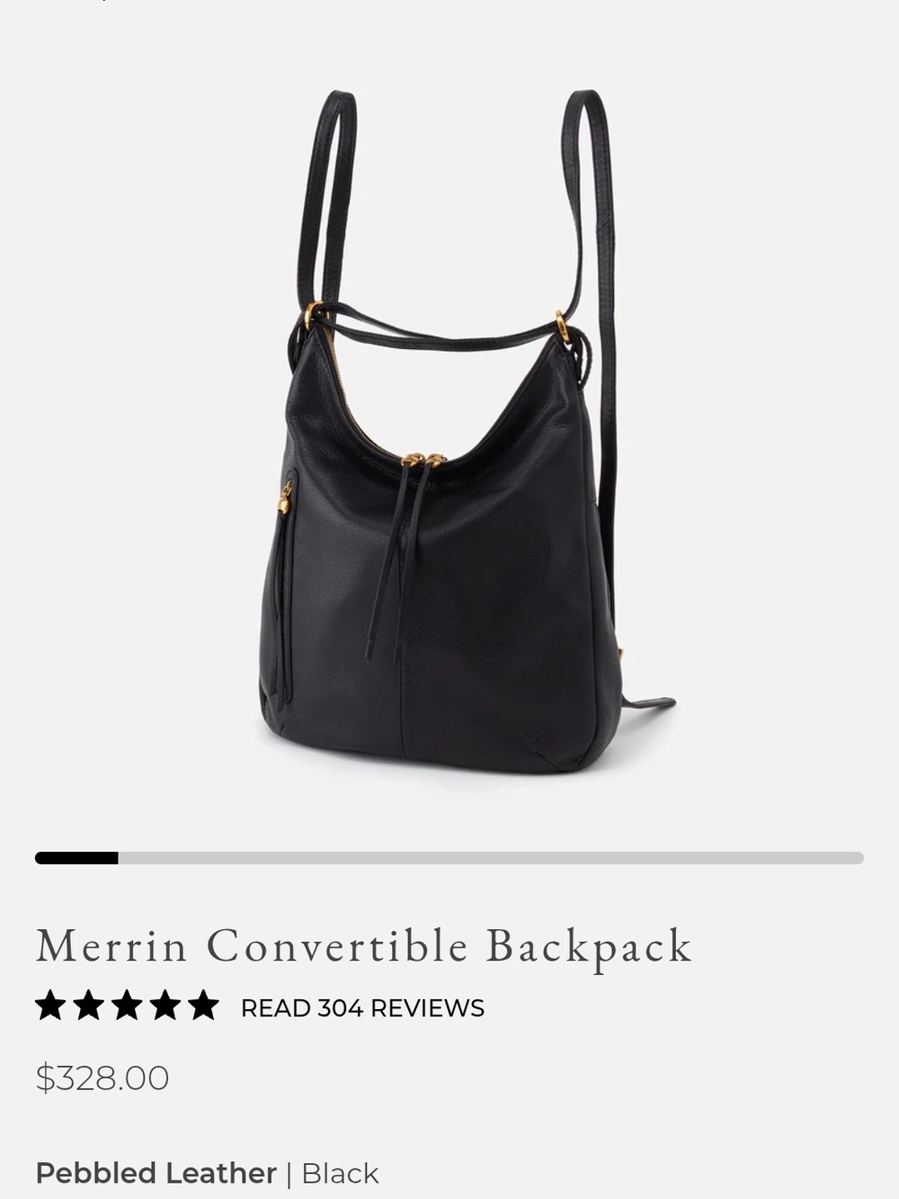 HOBO Merrin Convertible Purse Backpack in Black Pebbled Leather